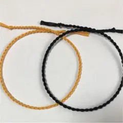 ハンドメイドミサンガ2本セット　アンクレット　ブラック　YE