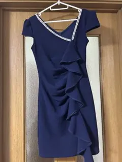dazzydress ネイビー フリル付きドレス M