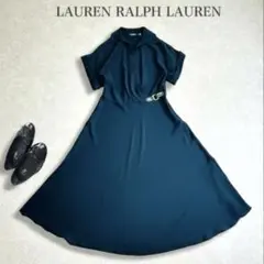 【極美品】ラルフローレン ワンピース A ライン バックル ネイビー 現行 M 極美品】ラルフローレン ワンピース A ライン バックル ネイビー 現行