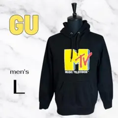 美品✨【GU】 MTV プルパーカー　裏起毛　ブラック L