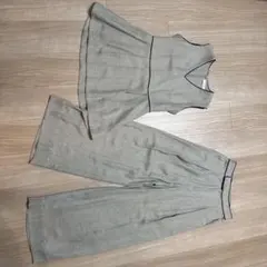 ESTNATION ベージュ Vネック フレアセットアップ