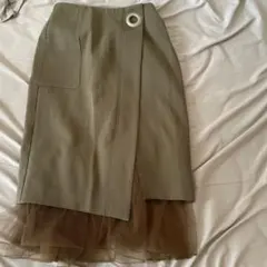 オリーブグリーン ラップスタイルスカート