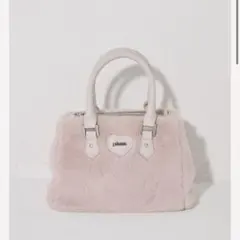 ビジューチェーン付きpiumハートファーバッグ ピンク