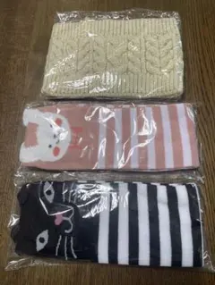 キッズ靴下セット（クマ・猫・ストライプ）