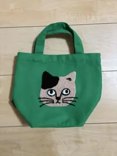 m.m 松尾ミユキ　猫刺繍 ミニトートバッグ グリーンのサムネイル