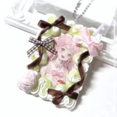 トレカケースデコキーホルダーホイップデコB8平成女児 白緑 ピンク 抹茶 茶色2