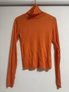 オレンジ シースルー　シアーシャツ 長袖 トップス