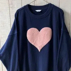古着　裏起毛　ハート　スウェット ダサカワ　紺色