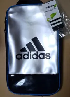 adidas エナメル シューズケース シューズバッグ シルバー/ネイビー
