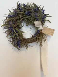 ユーカリニコリーとラークスパーのブルーリース　ドライフラワーリース