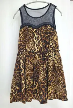 新品・未使用 レオパード ヒョウ柄 ノースリーブ ミニワンピース ドレス