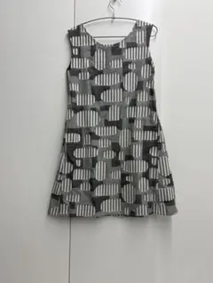 スプリングセール！ 布　ノースリーブAラインひざ丈ワンピース グレー系