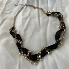 リボンとパールのネックレス