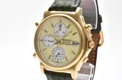 美品 稼働 SEIKO クロノグラフ 7T32 リザード ベルトユニセックス