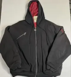 90s adidas フード付きパーカー 黒/赤