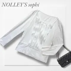 ノーリーズ◆フリルカットソー(S)白 光沢 上品 華やか オケージョン 大人女子