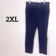 【2XL】 ブラック ストレッチ スリム フィットパンツ ヨガパンツ