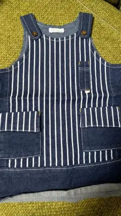 【美品】ラグマート ボーダーデニムワンピース 80cm
