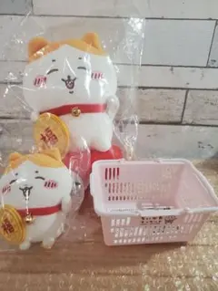 ちいかわ 招福！ハチワレ ぬいぐるみ マスコット ノベルティ かご ３点