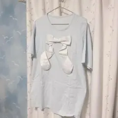 ✨️スワンキス Swankiss Tシャツ オーバー サックス 水色 リボン✨️のサムネイル