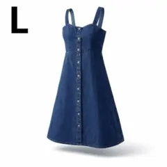 GU【L】ライトデニムジャンパードレス ジャンスカ ノースリーブワンピース