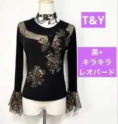 社交ダンスレッスンウェア　T&Y 黒地にキラキラレオパード