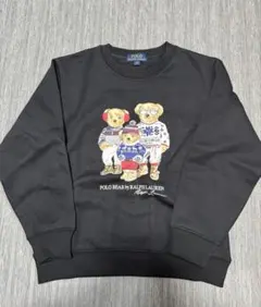 ポロラルフローレン　ファミリーベアプリント　裏起毛　黒トレーナー　140