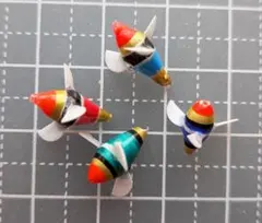 タナゴ浮子 中通し型 3枚プロペラ付き 4点セット