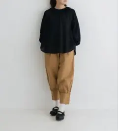現行品です試着のみ美品ichiAntiquités ギャザーブラウス ストライプ 