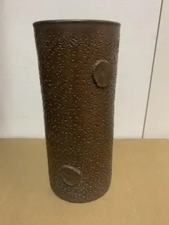 昭和レトロ 備前焼 焼き締め 円筒型花器 骨董 華道具 茶道具 花生けのサムネイル
