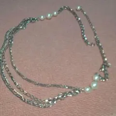 シルバー チェーン パール ネックレス