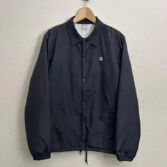 Champion コーチジャケット 裏ボア ネイビー M 刺繍ロゴ