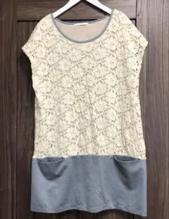 切替チュニックワンピ 裏地有　フレンチスリーブ　switch By Arch