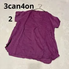 サンカンシオン スキッパー ブラウス 半袖 紫 M レディース トップス 綿混のサムネイル