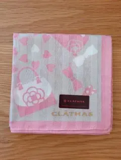CLATHAS ピンク ハートリボン ハンカチ