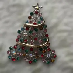クリスマスツリーモチーフ ブローチ マルチカラー