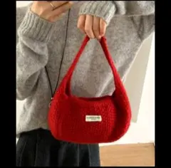 MANGROVE 赤いニットハンドバッグ