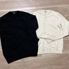 ユニクロ　カシミヤ　長袖ニットセーター2点セット（黒・アイボリー）