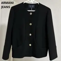 アルマーニ　ARMANI JEANS ノーカラージャケット ブラック黒　金ボタンのサムネイル