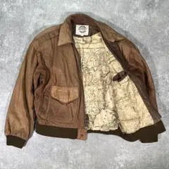 90s G-Ⅲ フライトレザージャケット　地図柄　M 茶色　A-2　本革
