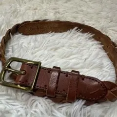 POLO RALPH LAUREN レザー　ベルト　編み込み　カラー(ブラウン)