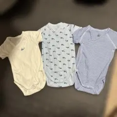 Petit bateau ロンパース3点セット（クジラ柄・ストライプ）