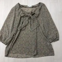 ロペピクニック ボータイ リボン シアー ブラウス 7分袖 小花柄 38 M