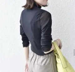 〈手洗い可能〉シアー メッシュ タートル カットソ