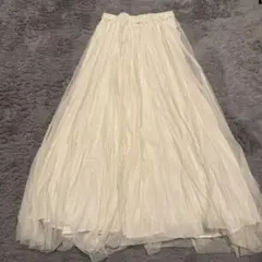 【春服】LOWRYSFARM 2way フレアスカート　チュールスカートホワイト