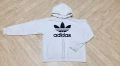 ☆adidas ホワイト フード付きパーカー S