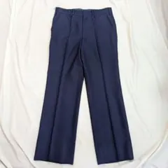【vintage】希少70s~YZIPノータックワイドスラックス　ネイビーのサムネイル