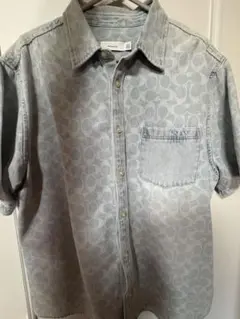 美品】COACH高級ロゴ総柄デニムジャケット シグネチャー モノグラム