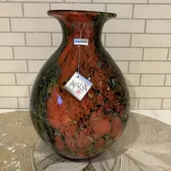 ❤️新品❤️カメイガラス 花瓶 フラワーベース マルチ柄 金粉 手づくり 日本製