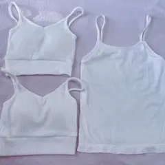 GRL リブ編み　カップ付き バックオープビスチェキャミソール　3枚セット